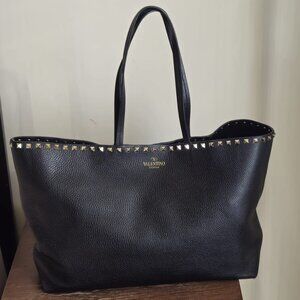 Valentino Rockstud Tote, Gorgeous BLK  Leather Large; More than 45%-off retail